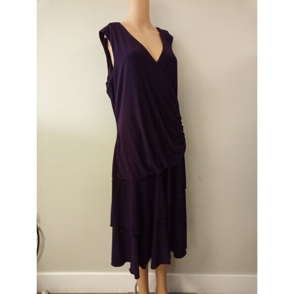 Luxe by Carmen Marc Valvo Women's Purple Midi Dress Size 18W - Picture 1 of 6